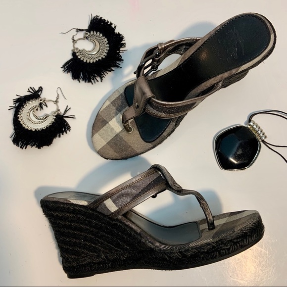 burberry sandals silver